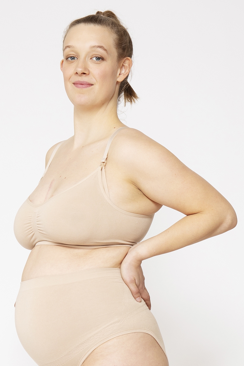 Nude nursing bra for night and day in Organically grown bamboo