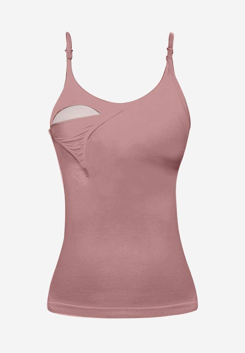 Coral nursing top with built-in bra in Organically grown bamboo