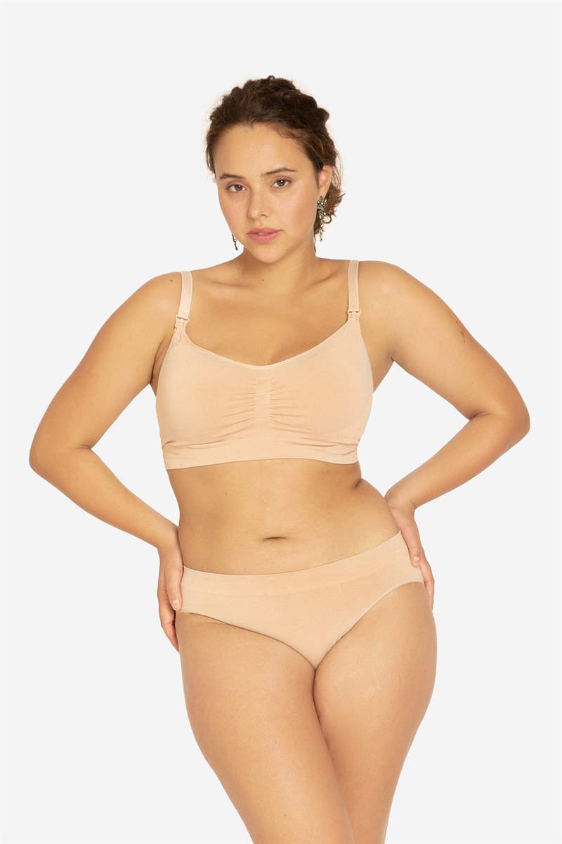 Nude nursing bra for night and day in Organically grown bamboo