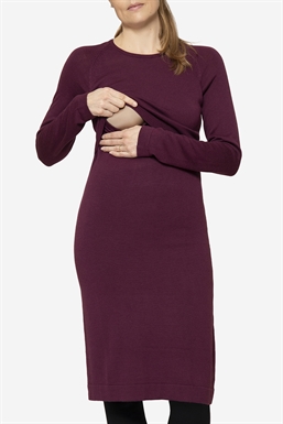 Bordeaux Nursing Dress in 100% Merino Wool – Breastfeeding Access