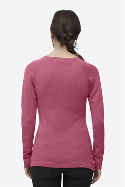 Milker pink nursing sweater in merino wool - Seen from behind