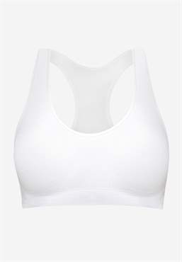 White nursing bra in bamboo fibers - Nursing function demonstration