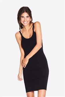 Long strap nursing dress in black - Organically grown - In motion