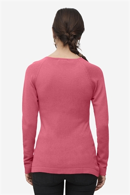 Milker pink nursing sweater in merino wool - Seen from behind